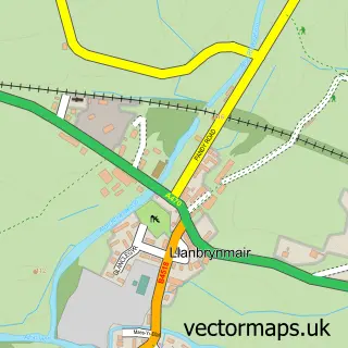 Street map sample of Llanbrynmair, Powys