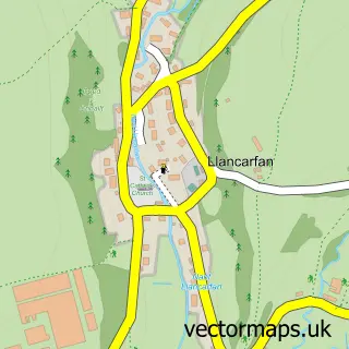 Street map sample of Llancarfan, South Glamorgan