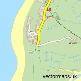 Street map sample of Llandanwg, Gwynedd