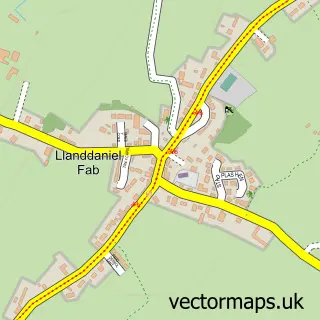 Street map sample of Llanddaniel Fab, Gwynedd