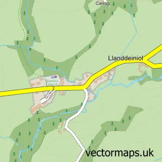 Street map sample of Llanddeiniol, Dyfed