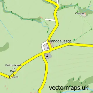 Street map sample of Llanddeusant, Dyfed