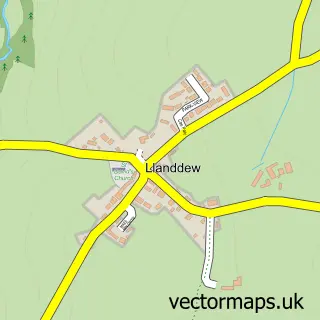 Street map sample of Llanddew, Powys