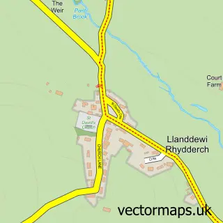 Street map sample of Llanddewi Rhydderch, Gwent
