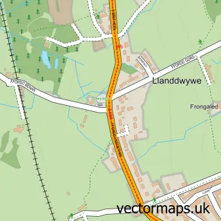 Street map sample of Llanddwywe, Gwynedd