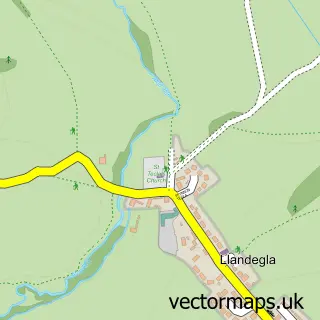 Street map sample of Llandegla, Clwyd