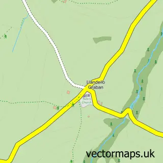 Street map sample of Llandeilo Graban, Powys