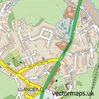Street map sample of Llandeilo, Dyfed