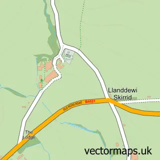 Street map sample of Llandewi Skirrid, Gwent