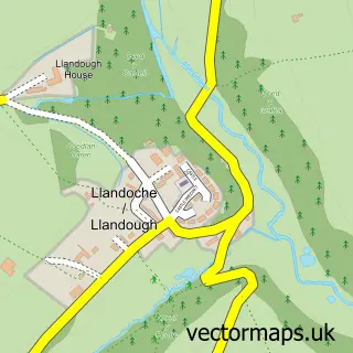 Street map sample of Llandough, South Glamorgan