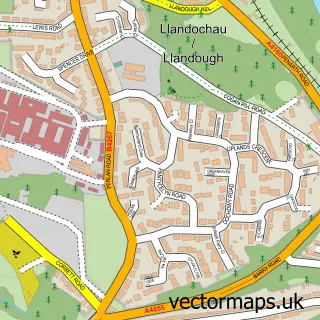 Street map sample of Llandough, South Glamorgan
