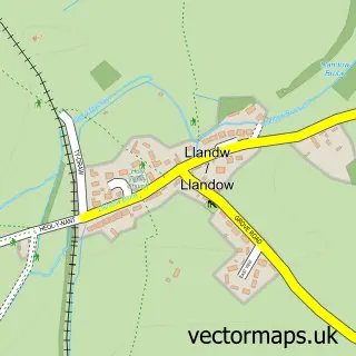 Street map sample of Llandow, South Glamorgan