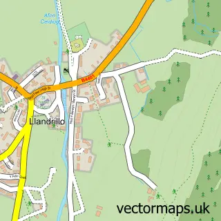 Street map sample of Llandrillo, Clwyd
