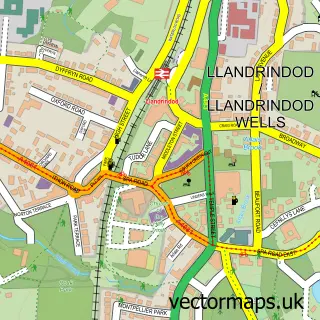 Street map sample of Llandrindod, Powys