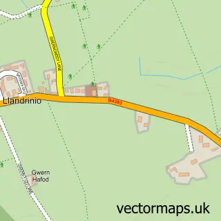 Street map sample of Llandrinio, Powys