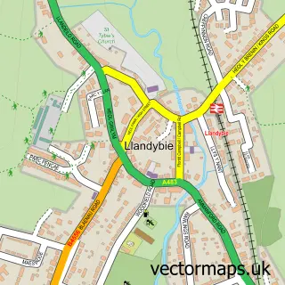 Street map sample of Llandybie, Dyfed