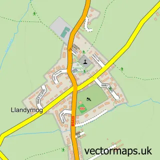 Street map sample of Llandyrnog, Clwyd