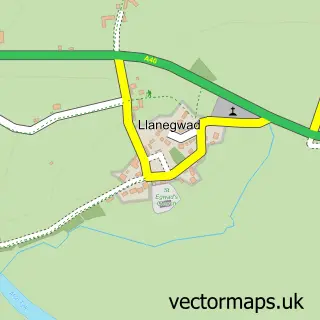 Street map sample of Llanegwad, Dyfed