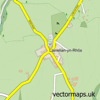 Street map sample of Llanelian yn Rhos, Clwyd