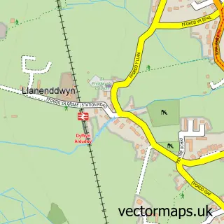 Street map sample of Llanenddwyn, Gwynedd
