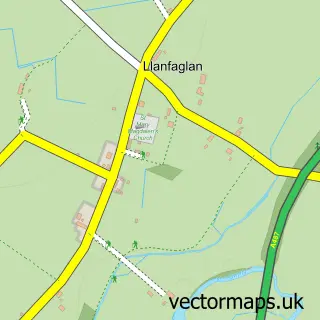Street map sample of Llanfaglan, Gwynedd