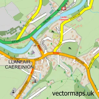 Street map sample of Llanfair Caereinion, Powys