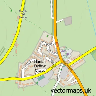 Street map sample of Llanfair Dyffryn Clwyd, Clwyd