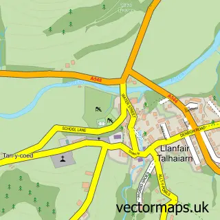 Street map sample of Llanfair Talhaearn, Clwyd