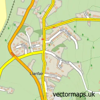 Street map sample of Llanfair, Gwynedd