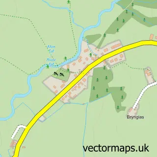 Street map sample of Llanfallteg, Dyfed