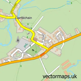 Street map sample of Llanfechain, Powys