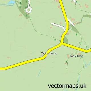 Street map sample of Llanfflewyn, Gwynedd