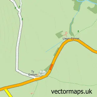 Street map sample of Llanfihangel Bryn Pabuan, Powys