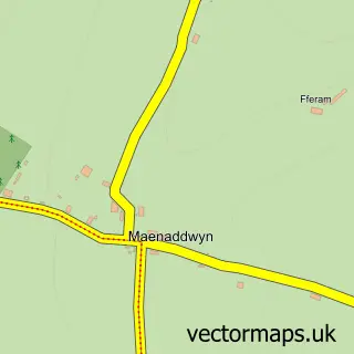 Street map sample of Llanfihangel Tre'r Beirdd, Gwynedd