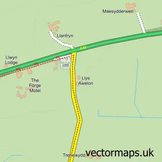 Street map sample of Llanfihangel, Dyfed