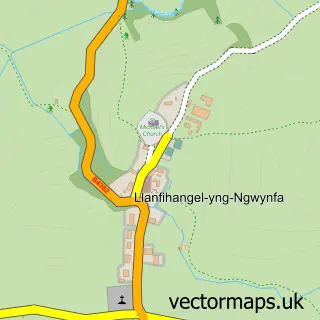 Street map sample of Llanfihangel yng Ngwynfa, Powys