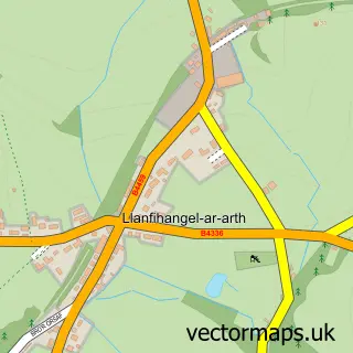 Street map sample of Llanfihangel-ar-arth, Dyfed