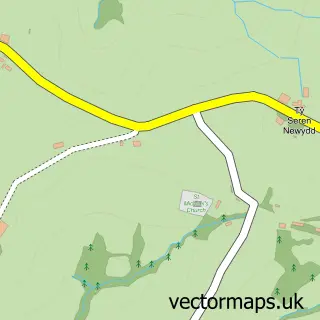 Street map sample of Llanfihangel-tor-y-mynydd, Gwent