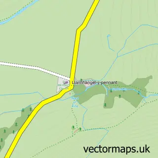 Street map sample of Llanfihangel-y-pennant, Gwynedd