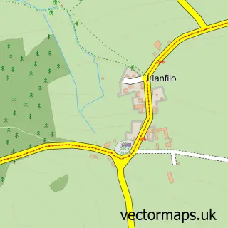 Street map sample of Llanfilo, Powys