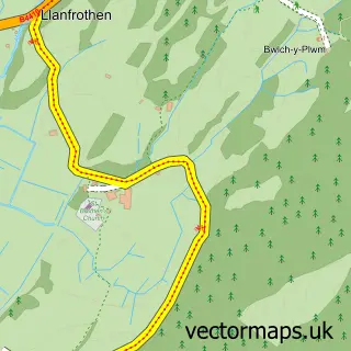 Street map sample of Llanfrothen, Gwynedd