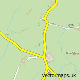 Street map sample of Llanfwrog, Gwynedd