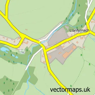 Street map sample of Llanfyrnach, Dyfed