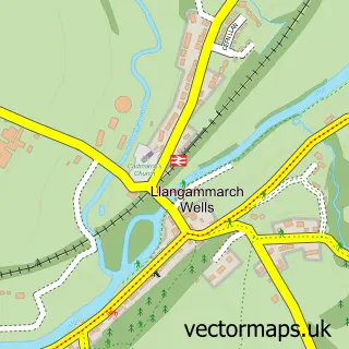 Street map sample of Llangammarch Wells, Powys
