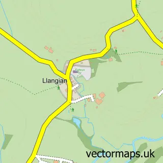 Street map sample of Llangïan, Gwynedd
