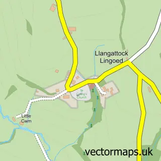 Street map sample of Llangattock Lingoed, Gwent