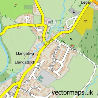 Street map sample of Llangattock, Powys