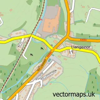 Street map sample of Llangeinor, Mid Glamorgan
