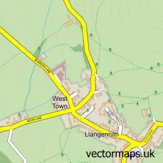 Street map sample of Llangennith, West Glamorgan