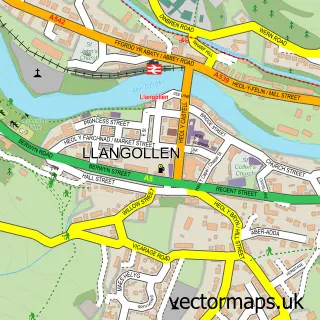 Street map sample of Llangollen, Clwyd
